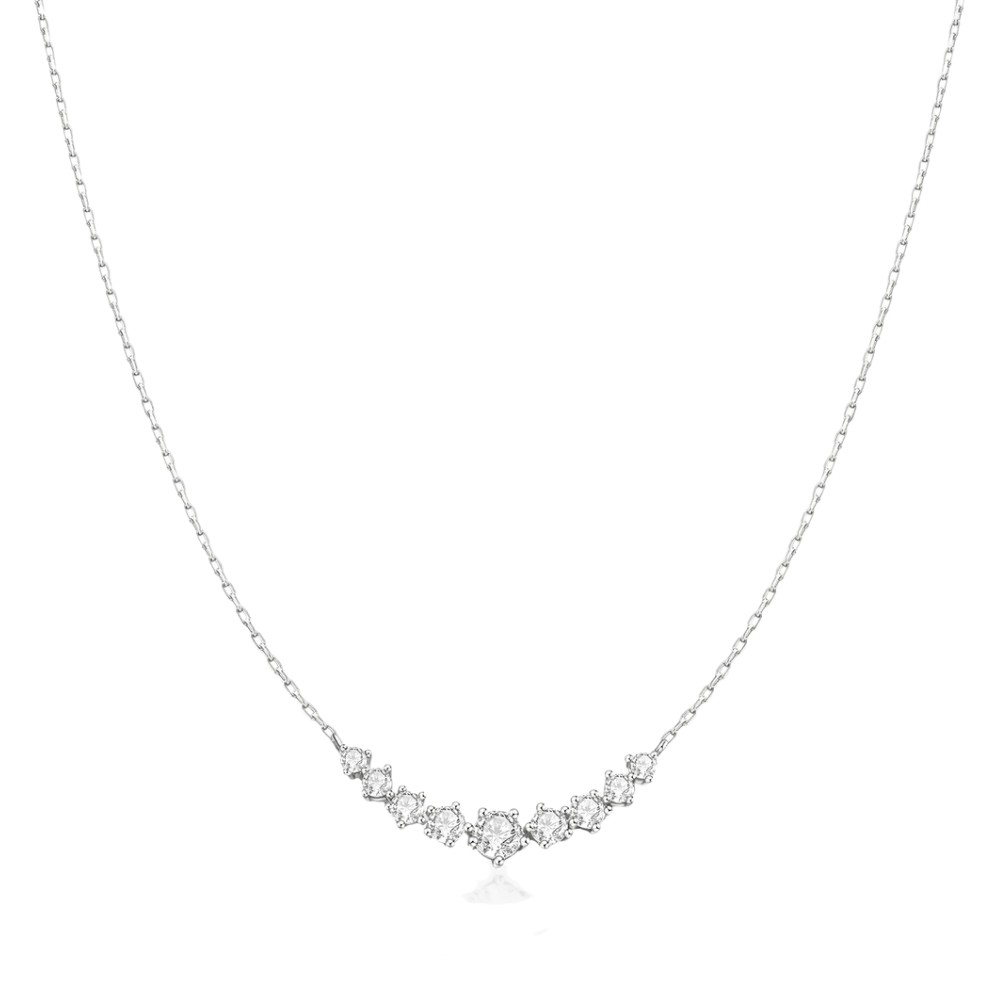 ANIA HAIE SILVER GRADUATED PAVE ARC NECKLACE N079-02H