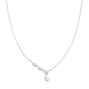 ANIA HAIE SILVER HALF-BEZEL ANGLED & DANGLE TEARDROP NECKLACE N076-06H