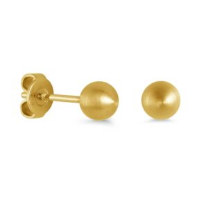 ITALGEM STEEL GOLD-IP BRUSHED BALL STUD EARRINGS SEA321-G