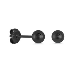 ITALGEM STEEL BLACK-IP POLISHED BALL STUD EARRINGS SEA322-B