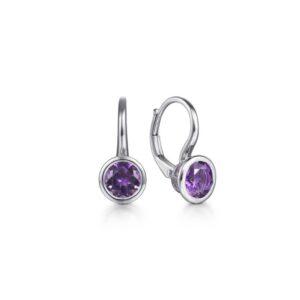 STERLING SILVER AMETHYST LEVERBACK EARRINGS EG14367SVJAM