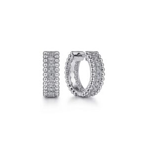 STERLING SILVER WHITE SAPPHIRE HUGGIE EARRINGS EG14470SVJWS