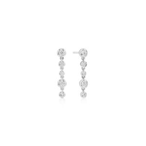ANIA HAIE SILVER MOLTEN CASCADE BEZEL-SET DROP STUD EARRINGS E074-06H