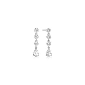 ANIA HAIE SILVER MOLTEN CASCADE BEZEL-SET TEARDROP STUD EARRINGS E074-07H
