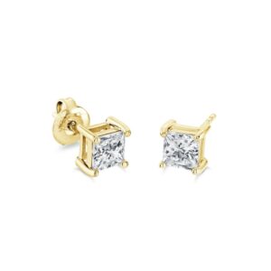 ITALGEM STEEL WHITE-CZ SQUARE STUD EARRINGS SEA497-GO