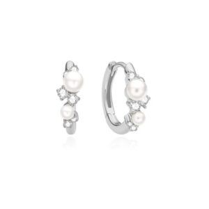 ANIA HAIE SILVER SHELL PEARL CLUSTER HUGGIE HOOP EARRINGS E074-05H