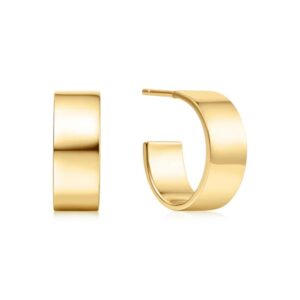 ANIA HAIE GOLD FLAT MEDIUM HOOP EARRINGS E062-04G