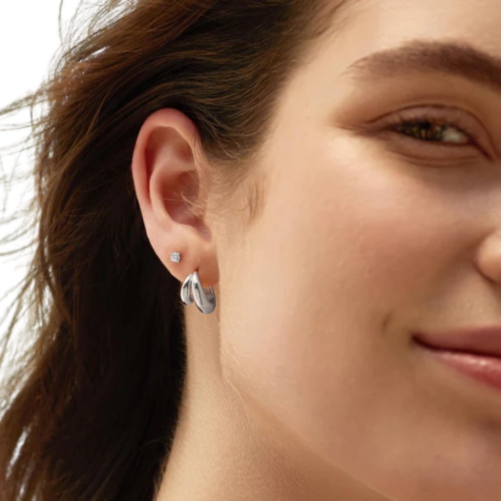 ANIA HAIE SILVER DOME HUGGIE HOOP EARRINGS E072-03H