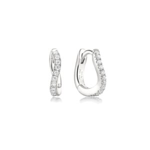 ANIA HAIE SILVER SLIM PAVE WAVE HUGGIE HOOP EARRINGS E079-08H
