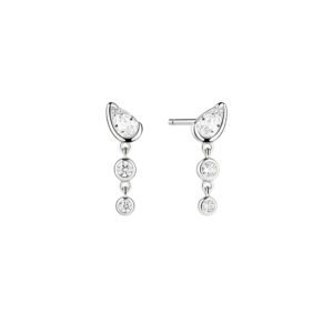 ANIE HAIE SILVER TEARDROP & BEZEL ROUND DANGLE STUD EARRINGS E076-03H