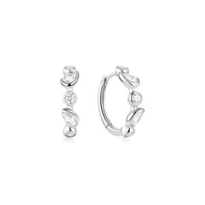 ANIA HAIE SILVER BEZEL ROUND & TEARDROP HUGGIE HOOP EARRINGS E076-15H
