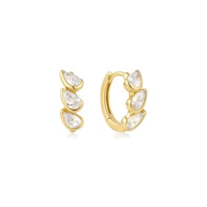 ANIA HAIE GOLD TRIPLE HALF-BEZEL TEARDROP HUGGIE HOOP EARRINGS E076-12G