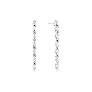 ANIA HAIE SILVER HALF-BEZEL OVAL LINEAR DANGLE STUD EARRINGS E076-18H