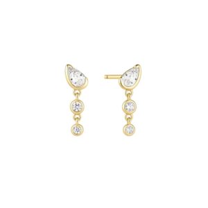 ANIE HAIE GOLD TEARDROP & BEZEL ROUND DANGLE STUD EARRINGS E076-03G