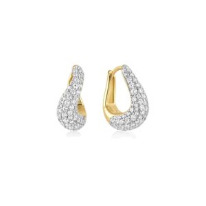 ANIA HAIE GOLD PAVE WAVE HUGGIE HOOP EARRINGS E079-13G