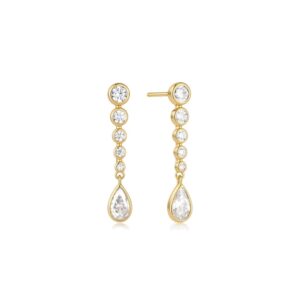 ANIA HAIE GOLD GRADUATED BEZEL ROUND & TEARDROP DANGLE STUD EARRINGS E076-17G