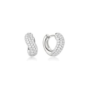 ANIA HAIE SILVER CHUNKY PAVE WAVE HUGGIE HOOP EARRINGS E079-14H