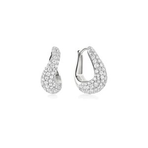 ANIA HAIE SILVER PAVE WAVE HUGGIE HOOP EARRINGS E079-13H