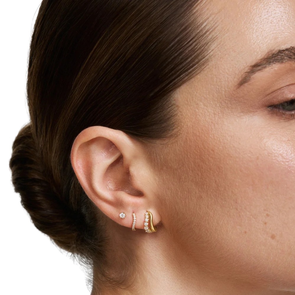 ANIA HAIE GOLD SLIM PAVE WAVE HUGGIE HOOP EARRINGS E079-08G