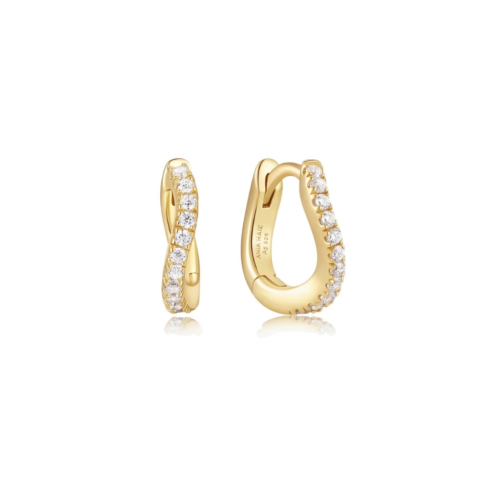 ANIA HAIE GOLD SLIM PAVE WAVE HUGGIE HOOP EARRINGS E079-08G