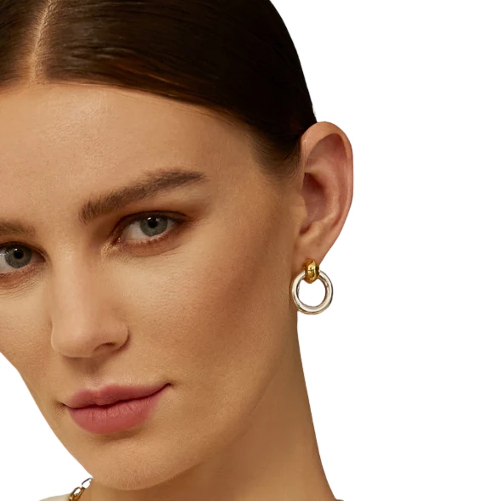 ANIA HAIE TWO-TONE HOOP EARRINGS E062-10T