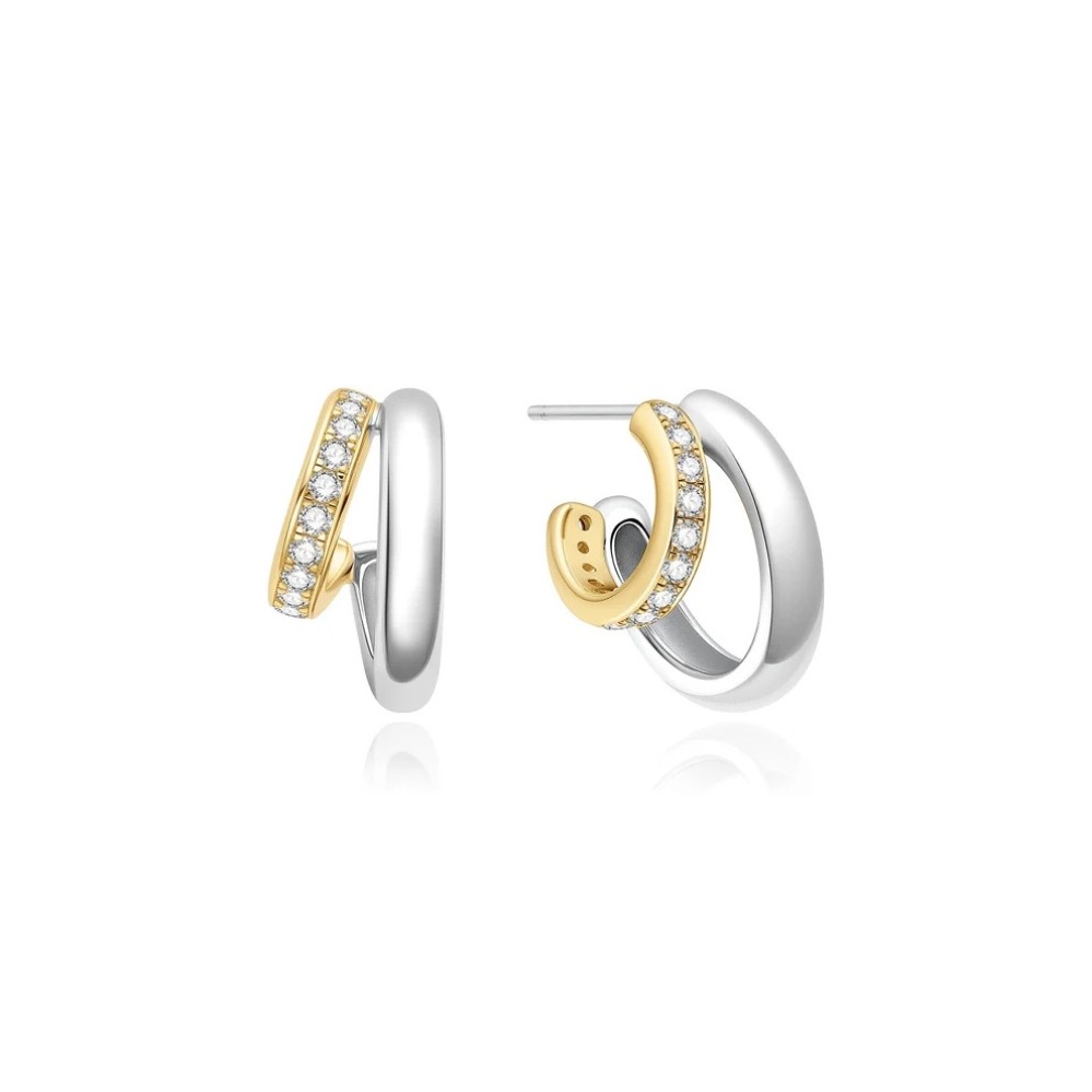 ANIE HAIE TWO-TONE SPARKLING STUD HOOP EARRINGS E072-05T
