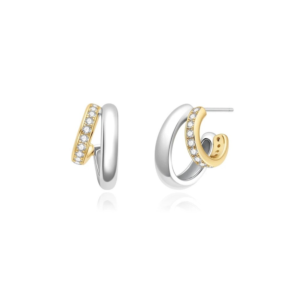 ANIE HAIE TWO-TONE SPARKLING STUD HOOP EARRINGS E072-05T