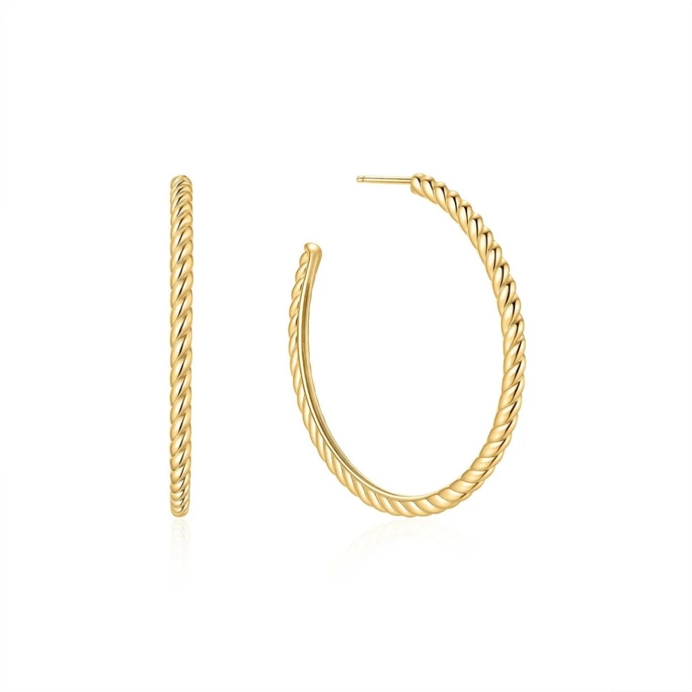 ANIE HAIE GOLD TWISTED OVERSIZED HOOP EARRINGS E072-10G