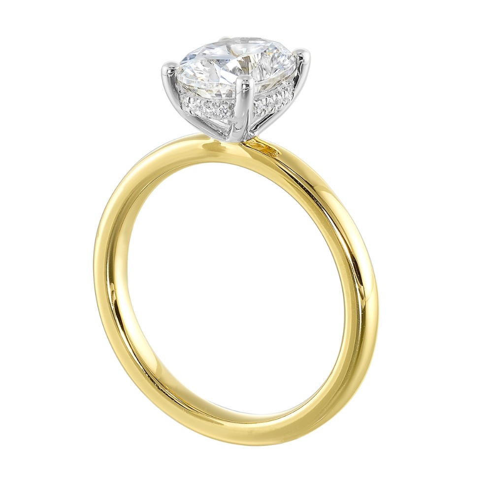 YELLOW GOLD DIAMOND HIDDEN HALO SOLITAIRE SEMI-MOUNT W4710ON150SM-4YB