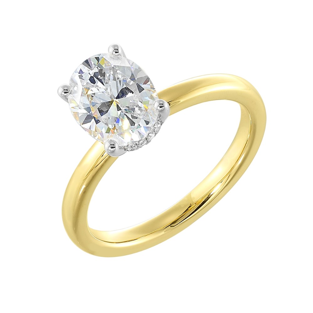 YELLOW GOLD DIAMOND HIDDEN HALO SOLITAIRE SEMI-MOUNT W4710ON150SM-4YB