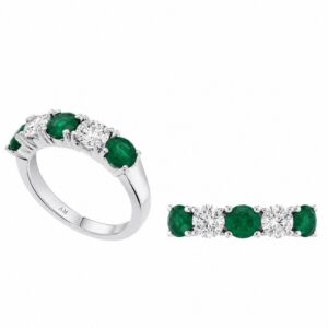 WHITE GOLD EMERALD & DIAMOND BAND RWP9694E