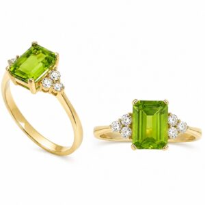YELLOW GOLD PERIDOT & DIAMOND RING RS13443PR