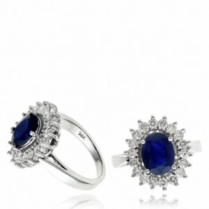 WHITE GOLD SAPPHIRE & DIAMOND RING RWSP7136S