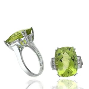 WHITE GOLD LEMON QUARTZ & DIAMOND RING RW12826LQ