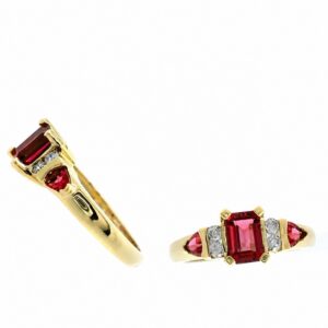 YELLOW GOLD PINK TOURMALINE & DIAMOND RING RS7231PT