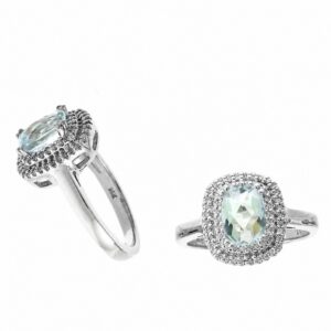 WHITE GOLD AQUAMARINE & DIAMOND RING RW13388AQ