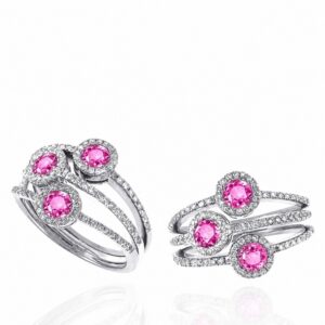 WHITE GOLD PINK SAPPHIRE & DIAMOND RING RW11661PS