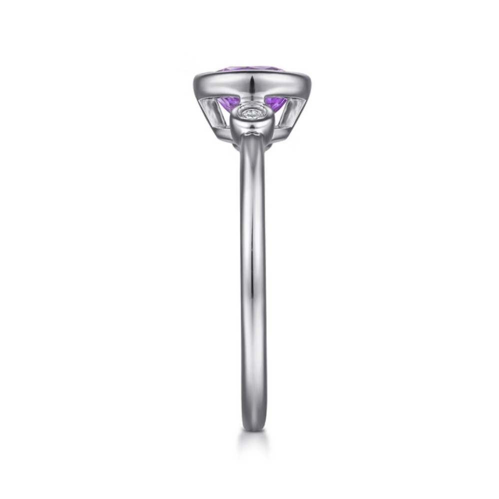 STERLING SILVER AMETHYST & DIAMOND RING LR52089SV5AM.S950