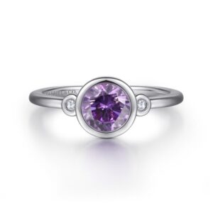 STERLING SILVER AMETHYST & DIAMOND RING LR52089SV5AM.S950