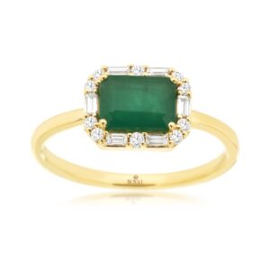 YELLOW GOLD EMERALD & DIAMOND RING H3760EM