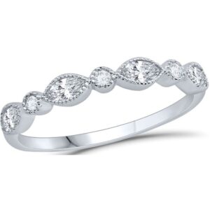 WHITE GOLD WHITE SAPPHIRE & DIAMOND BAND M5429