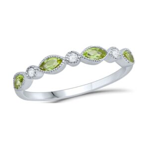 WHITE GOLD PERIDOT & DIAMOND BAND M5433