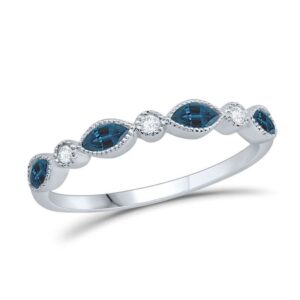 WHITE GOLD BLUE TOPAZ & DIAMOND RING M5437
