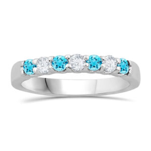 WHITE GOLD AQUAMARINE & DIAMOND BAND M5455