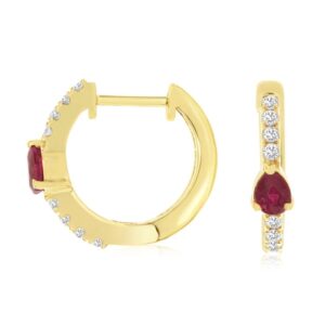 YELLOW GOLD RUBY & DIAMOND EARRINGS H3433RB