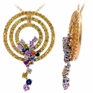 YELLOW GOLD MULTI COLORED STONES PENDANT PWYS10880YSMT