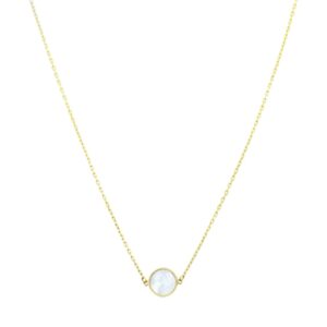YELLOW GOLD CABLE CHAIN ROUND PEARL STATION NECKLACE 3T290/1800