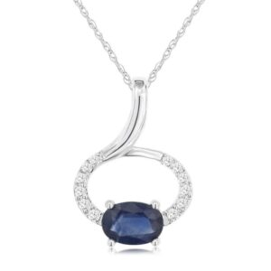WHITE GOLD SAPPHIRE & DIAMOND PENDANT WH2843S