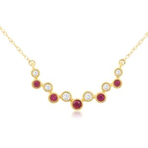 YELLOW GOLD RUBY & DIAMOND NECKLACE H3594RB