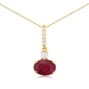 YELLOW GOLD RUBY & DIAMOND PENDANT H3783RB
